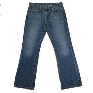 Levis 527 Jeans Mens 35x32, Tag 36x34 Boot Cut Whiskers Blue Denim Western